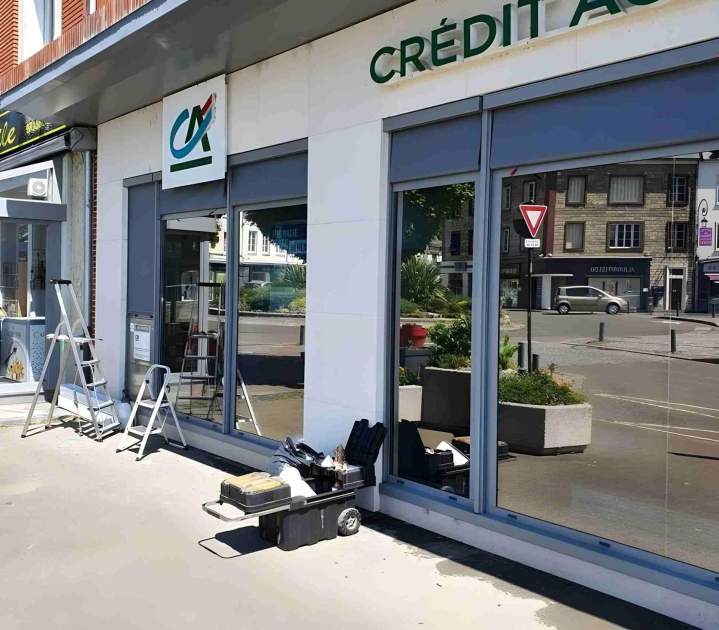 Pose film vitres banque Le Havre
